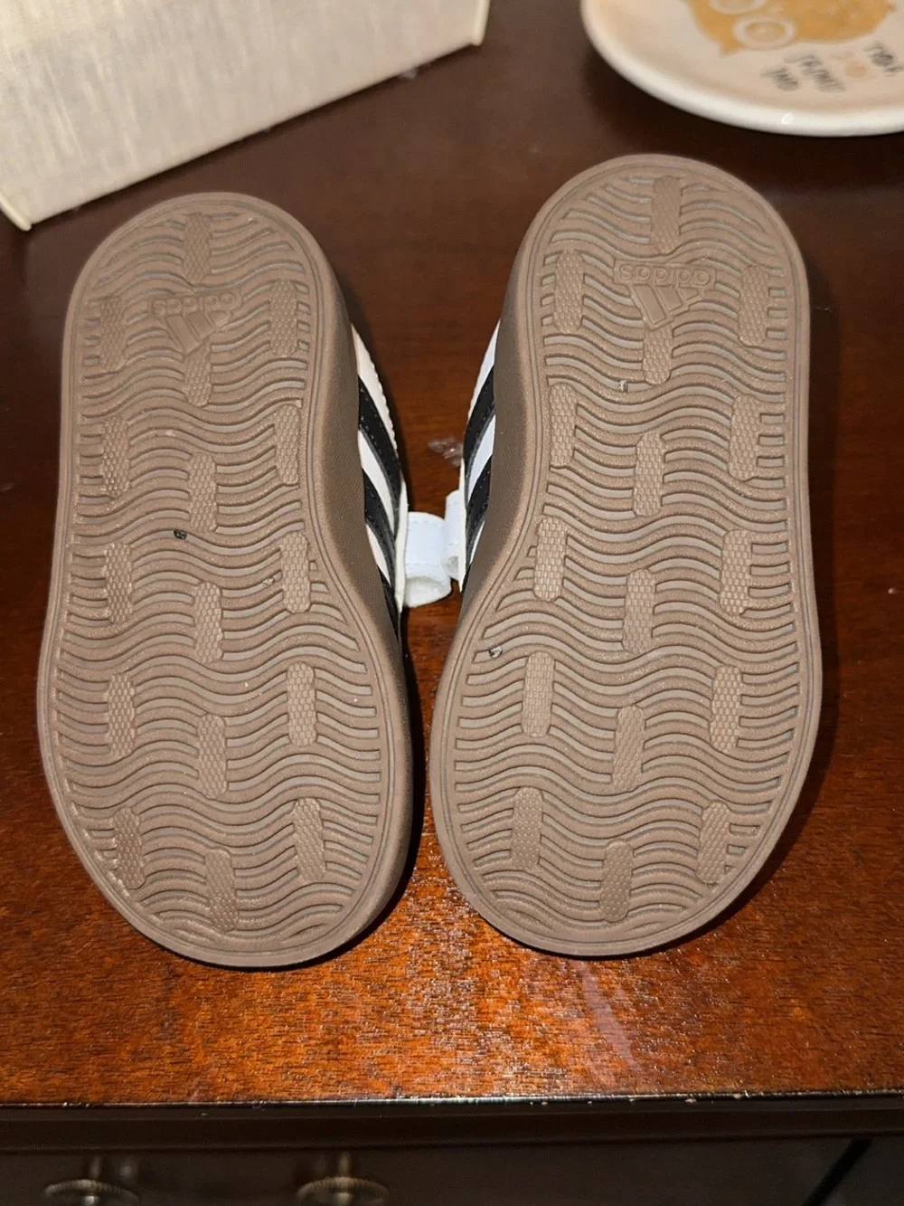 adidas White and Black Toddler Velcro Sneakers